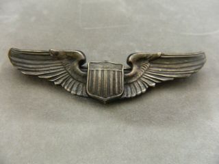 Wwii Us Army Air Corps Sterling Silver 3” Pilots Wings Real