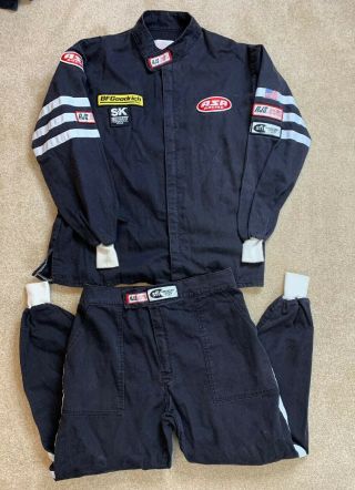 Vtg Simpson Racing Jacket And Pants Fire Resitant Gear Black White 2xl