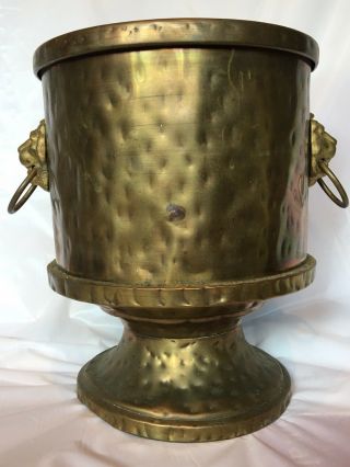 Antique George Iii Style Wine Cooler Brass Copper Flower Planter Pot Lion Head