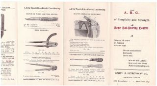 Abc Acme Ball - Bearing Casters Smith & Hemenway Co Nyc Ny Brochure 8pp Vintage D