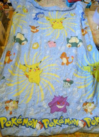 Vintage 1990s Twin Size Pokemon Comforter Blanket