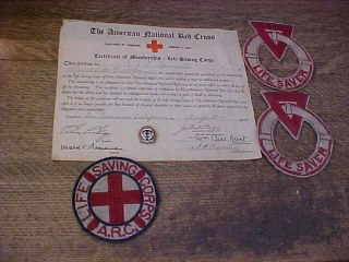 Wwi Red Cross Life Saving Corps A.  R.  C Certif Patch Teacher Pin Ymca Life Saver