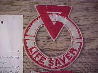 WWI RED CROSS Life Saving Corps A.  R.  C Certif Patch Teacher Pin YMCA Life Saver 3