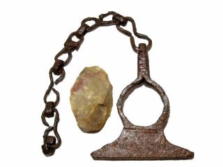 Well Preserved Roman Fire Starter Set With Flint And Chain Top,