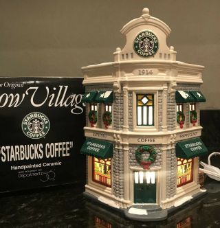 Dept 56 Christmas Snow Village Starbucks Coffee Shop With Box Retired