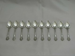 Set Of 10 Gorham Sterling Silver English Gadroon Demitasse Spoons