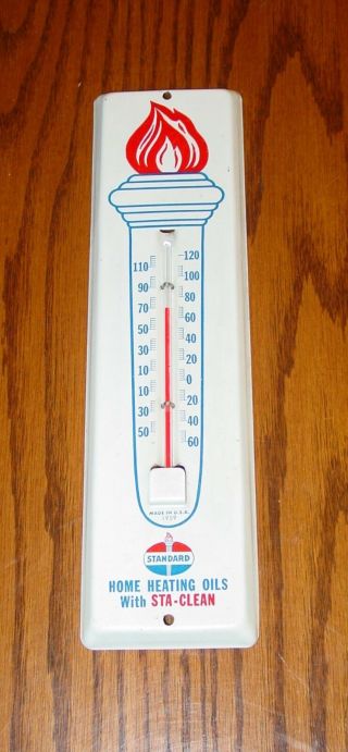 Nos Vintage 1959 Standard Oil Sta - Torch Advertising Thermometer