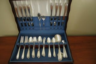 Lovelace 1847 Rogers Silverplate 71pc Complete Flatware Set For 8 In Vntge Chest