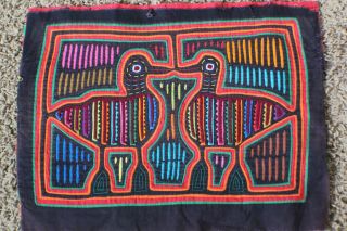 Vintage Mola Kuna Art Birds Hand Sewn From Panama Folk Art Fabric