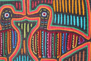 Vintage MOLA Kuna Art Birds Hand Sewn from PANAMA folk art fabric 2