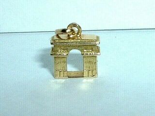 Vintage 18k Yellow Gold 3d Arch De Triomphe Paris Arc Petite Charm