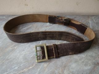 Vtg Old Ww2 Wwii Military German Wehrmacht Officer Luger P.  08 Leather Belt 47,  2 "