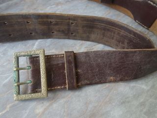VTG OLD WW2 WWII MILITARY GERMAN WEHRMACHT OFFICER LUGER P.  08 LEATHER BELT 47,  2 
