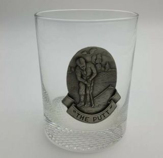 " The Putt " Pewter And Glass Golfer Golf High Ball Barware Glassware