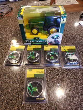 John Deere Tractor Christmas Tree Topper Special Edition With 5 Ornaments
