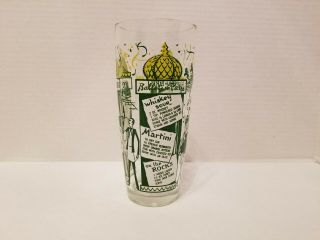 Mid Century Vintage Paris Theme Glass Barware Cocktail Mixing Shaker W.  Recipes