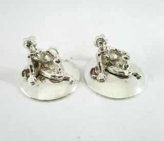 Tiffany & Co.  Place Card / Photo Holders Sterling Silver Seated Pilgrim Set Of 2
