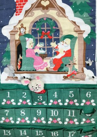 Vintage 1987 Avon Cloth Advent Calendar Countdown To Christmas With Mouse