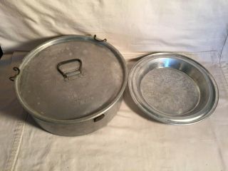 Wwii Us Army Usmc Usn Aluminum Cooking Kettle Pot 12 " S.  S.  Mfg 1944,  Lid Plate