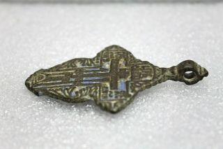 medieval Crucifix pendant Bronze enamel 3
