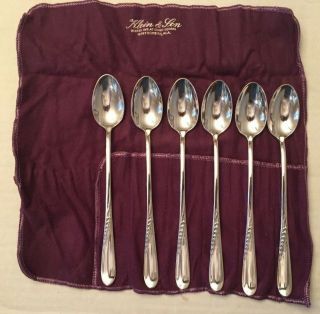 6 Reed And Barton Sterling Silver Wheat Iced Tea Spoon
