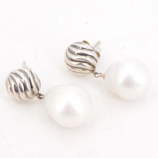 Sterling Silver - David Yurman South Sea Pearl Cable Post Earrings - 7.  5g