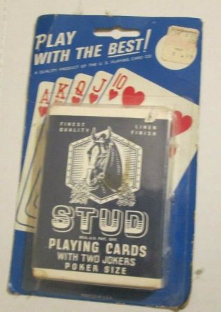 Vintage Walgreens Us Playing Card Co Stud Poker Size Linen Finish Two Jokers Nos