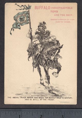 Pratt & Letchworth Buffalo Toys 1800 ' s Antique Victorian Trade Card Ad Knight NY 2