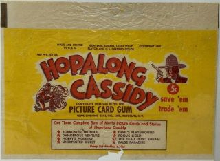 Vintage Hopalong Cassidy Rare 5 Cent Gum Wrapper Picture Card Gum Wrapper