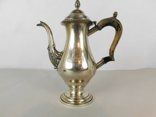 Vintage Monogrammed Sterling Teapot 446.  2 Grams Tea Pot Wood Handle