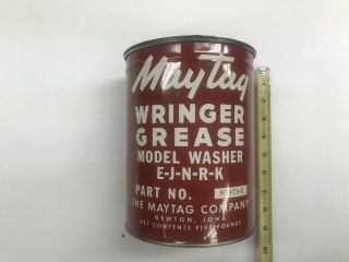 Vintage Maytag White Washer Wringer Grease Lubricant 5lb.  Large Can/tin 55973 - X