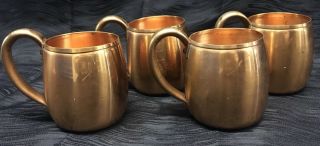 Vintage Solid Copper Moscow Mule Cups 4 Mugs West Bend Aluminum Co Tarnished