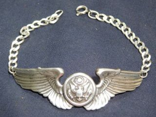 A,  Wwii Us Army Sterling Air Corps Wing Bracelet Pilot Gunner Crew Aaf Bomber