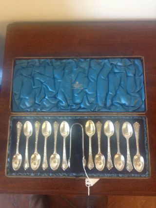 Antique 19th C England London Sterling Silver Demitasse Spoons/tongs 1882 (10)