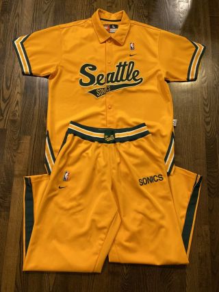 Vintage Nike Seattle Supersonics Warm Up Shooting Jacket & Pants Size Large L