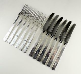 The Dorchester Hotel Art Deco Orig 6 X Silver Plated Knives & Forks C1931