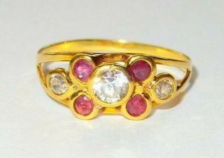 fantastic diamond and ruby set italian 18ct gold ring circa 1950s 2