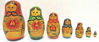 Vintage Russian 7 Nesting Dolls Matryoshka Wooden 5 " To 7/8 " Ancient Patterns C