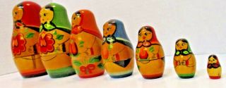 Vintage Russian 7 Nesting Dolls Matryoshka Wooden 5 