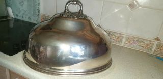 Extra Large Antique 19th C Silver Plated Meat Dome / Cloche 47cm