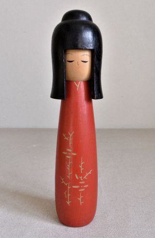23.  3cm (9.  2 ") Japanese Sosaku Kokeshi Doll : Signed Tomiko