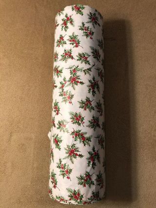 Vtg Dept Store Display Christmas Gift Wrap Roll Red Holly Green Leaves 18” 9 Lbs