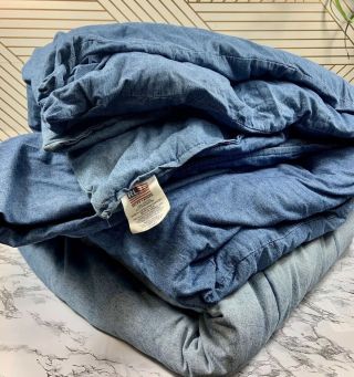 Ralph Lauren Stone Washed Vintage Distressed Denim Comforter Blue Full/queen