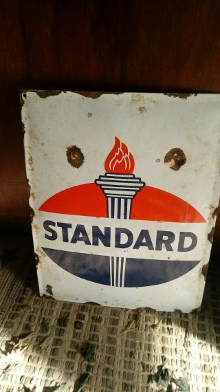 Vintage Gas Oil Advertising Signs Porcelain 4.  5 By 13 In