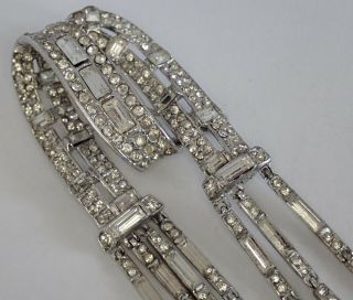Big Vintage Trifari Sterling Silver Crystal Rhinestone Dangle Brooch