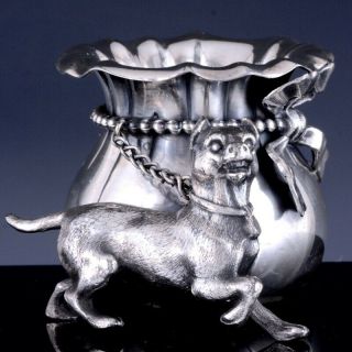 Exfine C1880 Victorian Quadruple Silver Plate Dog Figural Match Toothpick Holder