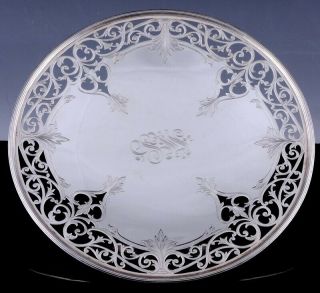 Vfine Antique Ryrie Birks Sterling Silver Pierced Footed Dessert Tray Cake Plate