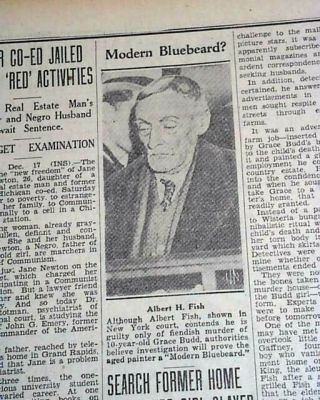 Albert Fish Serial Killer Child Rapist Cannibal Arrest W/ Photo 1934 Newspaper