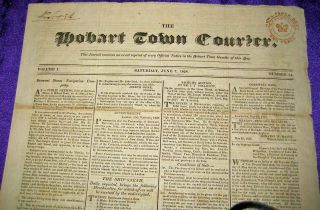 Hobart Town Courier Entire Saturday June 7 1828 Issue Two Pence Tax Stamp H/s