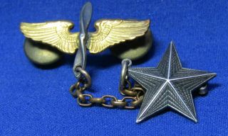 Wwii Sterling Army Air Forces Brigadier General Star & Wings Home Front Pins